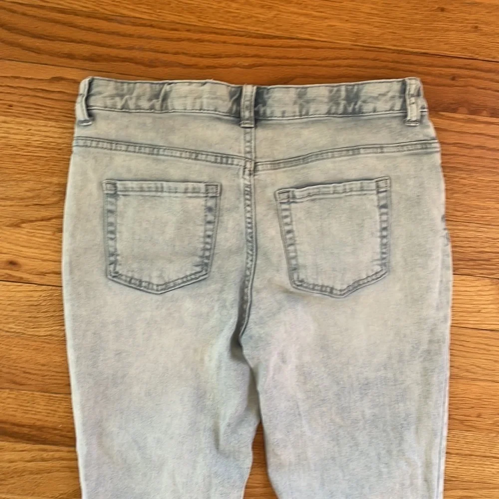 Cat & Jack Stretch Crop Denim BlueJeans Youth Girls 14 Adjustable Waist Raw Hem